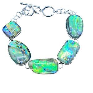 LUC 925 signed Marked Lucas Lameth abalone sterling silver adjustable bracelet